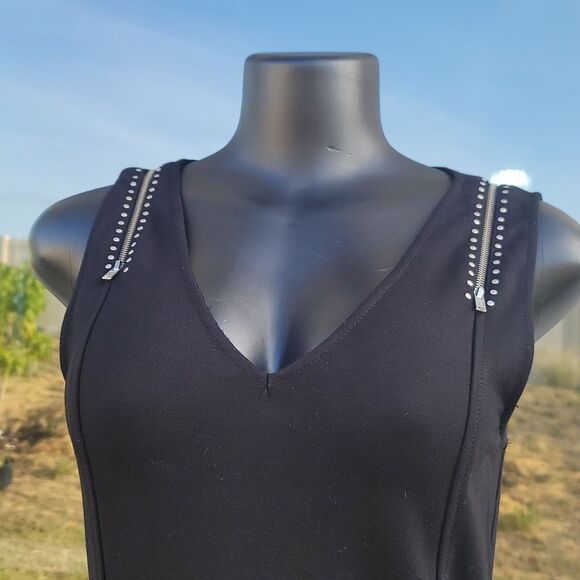 BRAND NEW LYNN RITCHE SILVER SLEVELESS STRAPPY ZIPPER DESIGN SHOULDERS DRESS - Picture 10 of 15